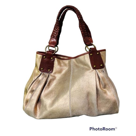 Tano Handbags Metallic Distressed Leather Bag Boho Contemporary - Picture 1 of 16